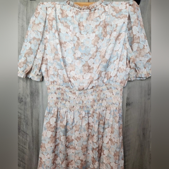 Wilfred Aritzia NWOT Daughter Midi Dress Floral Puff Sleeve Peasant Smocked S - Picture 7 of 8